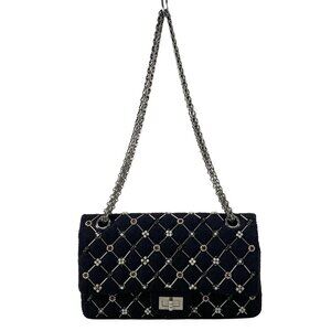 CHANEL 2.55 - Black Tweeds Shoulder Bag Double flap